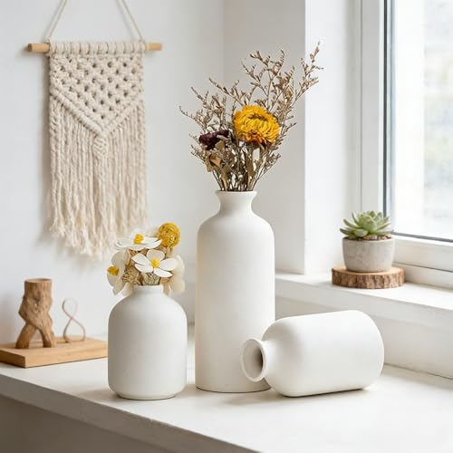 Ceramic Vase Set of 3,Modern Nordic,Minimalist Decorative Vase for Living Room Table Centerpiece Coffee Dining Wedding Bookshelf Home Decoration