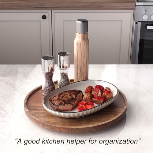 VERTORGAN Lazy Susan Bamboo Organizer for Kitchen,Cabinet(Large) | 360 Rotating Turntable,Spice Rack,Serving Tray,Pantry Vanity Organizer,Countertop Space-Saver - size: 13in