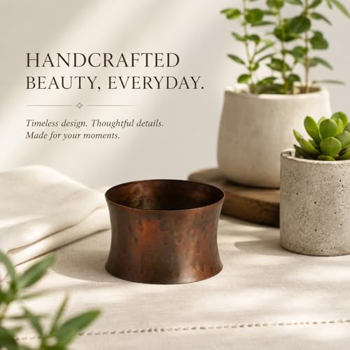 ITOS365 Handmade Round Hammered Antique Napkin Rings Holder for Dinning Table Parties Everyday, Set of 6 - color: Antique