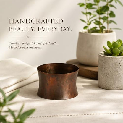 ITOS365 Handmade Round Hammered Antique Napkin Rings Holder for Dinning Table Parties Everyday, Set of 6 - color: Antique