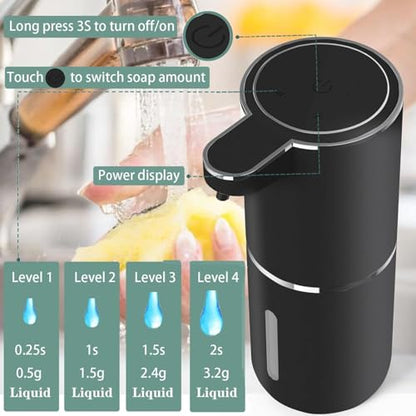 Automatic Liquid Soap Dispenser,Touchless Hand Soap Dispenser USB Rechargeabled Dispenser Electric,Wall Mounted 4 Levels Adjustable Dispenser Pump for Bathroom Kitchen Dish Soap Black - color: Black, style: Gel