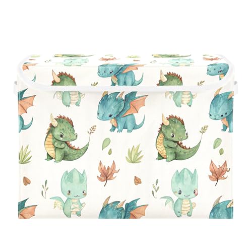 Dragon Watercolor Storage Bins with Lids and Carrying Handle,Foldable Storage Boxes Organizer Containers Baskets Cube with Cover for Home Bedroom Closet Office - color: Dragon Watercolor