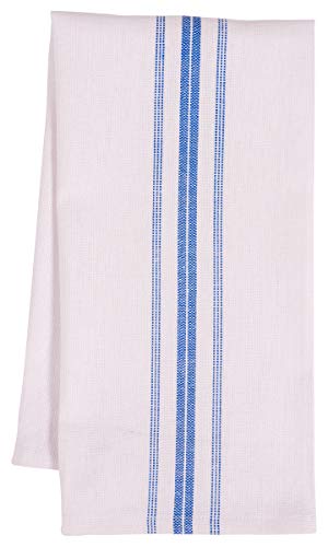 KAF Home Classic Farmhouse Stripe Kitchen Towels, Pure Cotton Dish Towels, Towel Dish Cloths for Cooking, Cleaning, and Dining, Set of 12, Blue - color: Blue