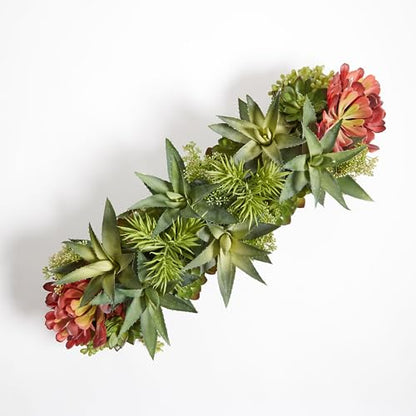 CG Hunter Oblong Faux Succulent Arrangement, Premium Artificial Indoor Plant Enhances Interior Design, Display on any Surface in Your Home Adding an Inviting Touch of Nature, Grey Planter Pot Included - size: 27" Oblong Grey