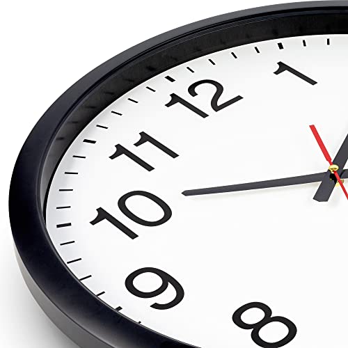 Bernhard Products Black Wall Clock Silent Non Ticking - XL 18 Inch, Set of Two Quality Quartz Battery Operated Round Easy to Read Home/Office/Classroom/School - color: Black, size: 18 Inch - 2 Clocks