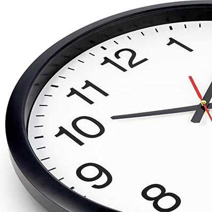 Bernhard Products Black Wall Clock Silent Non Ticking - XL 18 Inch, Set of Two Quality Quartz Battery Operated Round Easy to Read Home/Office/Classroom/School - color: Black, size: 18 Inch - 2 Clocks