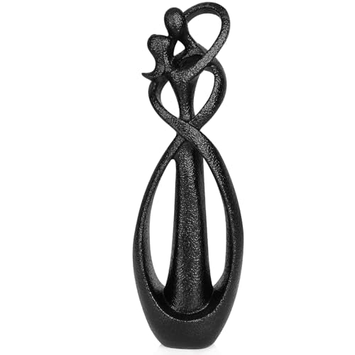Trycooling Kissing Lovers Statue Abstract Sculpture, Black, Large | Resin Statues Collectible Figurines, Modern Home Decoration for Living Room Office Shelves Coffee Table Desk Decor - color: Black, size: Large