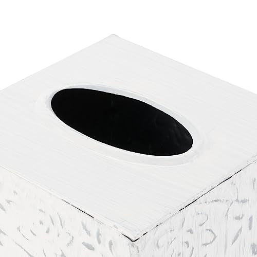 Country Chic Modern Farmhouse Tissue Box Holder, Decorative Metal Tissue Cover, Rustic Square White Style - size: Upright