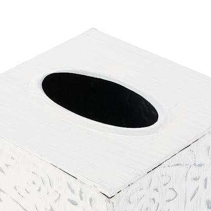Country Chic Modern Farmhouse Tissue Box Holder, Decorative Metal Tissue Cover, Rustic Square White Style - size: Upright