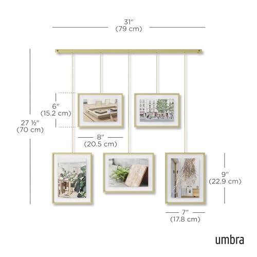 Umbra Exhibit Adjustable Photo Display – DIY Collage Set Mounts in Various Layouts Horizontally at Different Angles - Holds 5 Picture Frames for Photos, Prints, 4 by 6 inch and 5 (Pack of 3) - size: Pack of 3