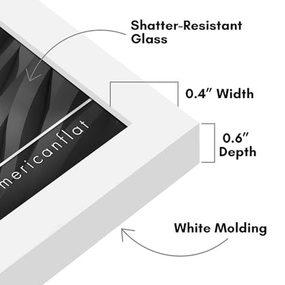 Americanflat 4x4 Picture Frame - Slim Molding - White | Shatter-resistant glass, wall or tabletop display with included easel, triangle hangers included, secure turn-tab backing - color: White, size: 4x4