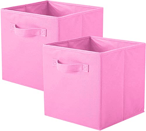 ShellKingdom Storage Bins, Foldable Fabric Storage Cubes And Cloth Storage | Storage Organizer For Closet And Toys, 10.5x10.5x11 INCH, 2 Pack (Pink) - color: Pink, size: 2