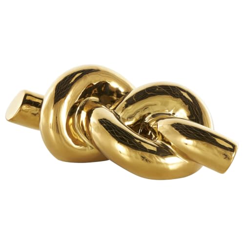 Deco 79 Ceramic Knot Sculpture, Sculpture 12" x 5" x 4", Gold | Decorative Knot Home Decor Statue Statue Figurine - color: Gold, size: 12" x 5" x 4"