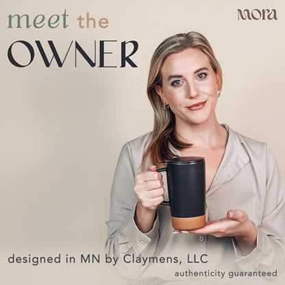 Mora Ceramics Large Tea Mug with Loose Leaf Infuser and Ceramic Lid, 18 oz, Portable, Microwave, Dishwasher Safe, Tall Coffee Cup - Rustic Matte Ceramic Glaze, Modern Herbal Tea Strainer, Nightwaves - color: Nightwaves