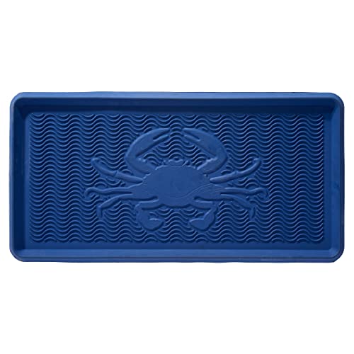 HF by LT Crab Rubber Boot Tray, 32 x 16 inches, One-Piece Seamless Construction, Durable Vulcanized Rubber, Year Round Use Indoors or Outdoors, Blue - color: Crab