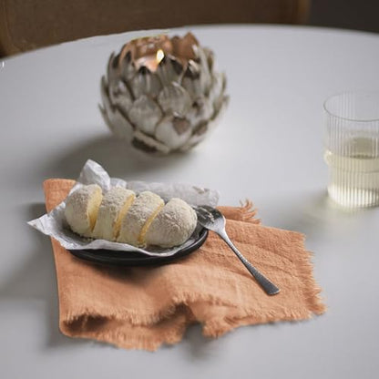 Handmade Cloth Napkins 100% Cotton Napkins with Fringe，Delicate Handmade Cloth Napkins for Dinners, Parties, Weddings and More，18 x 18 Inch Set of 4 - Caramel - color: Caramel