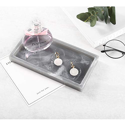 Luxspire Resin Bathroom Vanity Tray Countertop Organizer, Mini, Ink Gray | 8 x 4 inch, non-slip waterproof resin, easy wipe clean, fits bath kitchen vanity, holds jewelry toiletries soap - color: Ink Gray, size: Mini