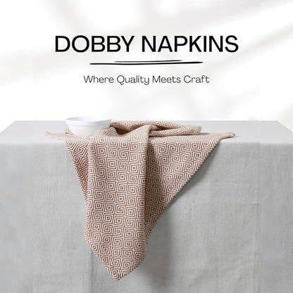 Brown Cloth Napkins Set of 6, Diamond Pattern Weave, 16x16 Inch, 100% Cotton, Durable & Washable Fabric Table Linen for Dinner, Rustic Dining, Everyday Meals & Festive Occassions - color: Brown, size: 16" x 16" (Set of 6)