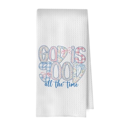 Preppy Christian Kitchen Towels - God is Good All The Time, Bible Verse Decorative Dish Towels, Christian Religious Gifts for Women, 16x24 Inch - color: Christian -05