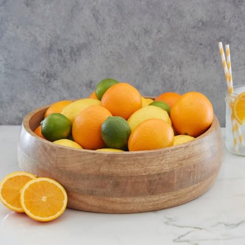 Wooden Salad Bowls for Serving Salad, Pasta and Fruit, Farmhouse Style, Natural Beige. Large, 15" Dia - size: 15" Wide, Set of 1 Bowl