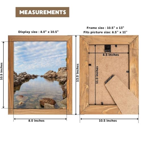 8.5 x 11 Wooden Rustic Picture Frames, Set of 2 for Diploma Documents Certificates, Wall Mount and Desktop - Natural Wood Photo Frame, Walnut - size: 8.5x11