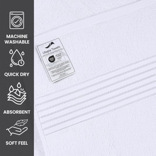 Utopia Towels 6 Pack Bath Towels, 27x54 in, 100% Cotton, White | Premium Lightweight Ring Spun Cotton Towels - Highly Absorbent, Quick-Drying, Ideal for Hotel, Spa & Home Bathroom - color: White
