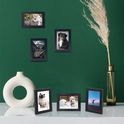 WHEATHUSK 4x6 Picture Frames Bulk Set of 30 Wood Photo Frames for 4x6 Photos Wall Mounting Simple Black Photo Frames Multi Picture Frames for Wall or Tabletop Display
