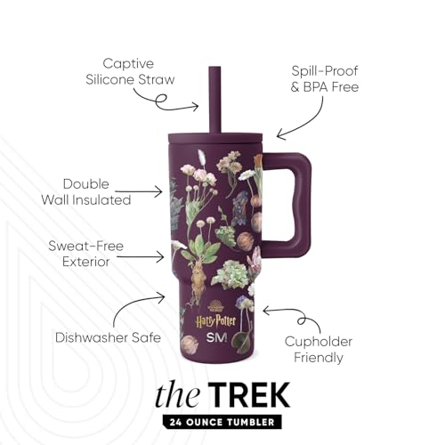 Simple Modern Harry Potter Kids Tumbler with Straw & Handle | 24oz | Trek Kids Water Bottle, Toddler Cup | Insulated Stainless Steel, Spill-Proof Straw Lid | Harry Potter Herbology - color: Harry Potter: Herbology, size: 24 Ounces