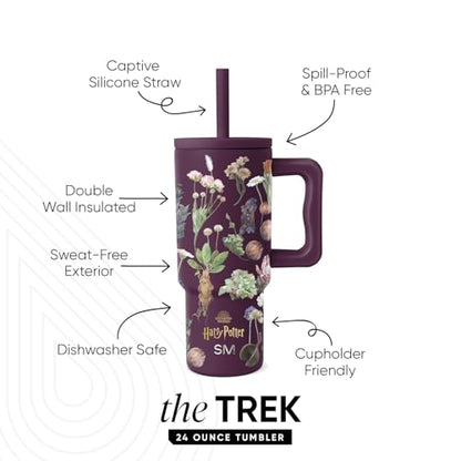 Simple Modern Harry Potter Kids Tumbler with Straw & Handle | 24oz | Trek Kids Water Bottle, Toddler Cup | Insulated Stainless Steel, Spill-Proof Straw Lid | Harry Potter Herbology - color: Harry Potter: Herbology, size: 24 Ounces