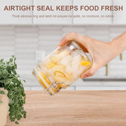 Glass Jars with Airtight Lids, 26oz Glass Storage Jars Set of 6, Thick Food Storage Containers for Pantry Organization, Kitchen Counter, Coffee, Pasta, Cereal - size: 26 fl oz x 6 - Cylinder