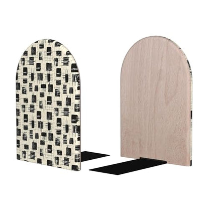 Torn Abstract Geometric Shapes Print Book Ends, 1 Pair Sturdy Wooden Bookends for Shelves Heavy Duty Non-Slip Wood Bookend for Home Office Library School Study Decoration
