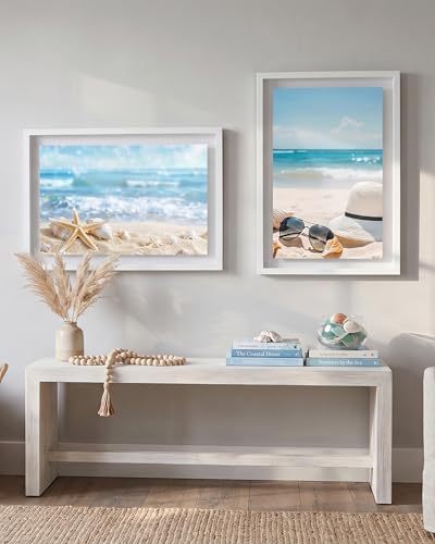 DLQuarts 18x24 Floating Picture Frame for 16x20/13x19/12x18/11x14 Photos, 2-Pack Solid Wood Double Plexiglass Wall Art Frames, Any Size Photo up to 18x24 Display, White - color: Chalk White, size: 18x24