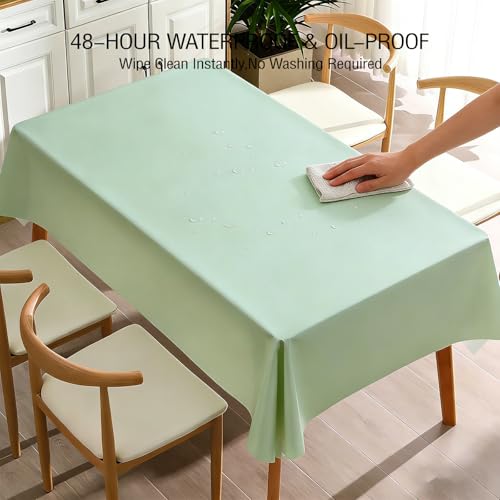 PVC Tablecloth Waterproof Rectangle Table Cloth, Oil Proof & 185°F Heat Resistant Wipeable Cover, Heavy Duty Non for Kitchen Dining Camping Festivities (70"x55") (Avocado Green) - color: Avocado Green