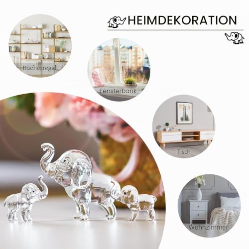 3Pcs Crystal Elephant Figurines Collectible Lucky Glass Animals Paperweight | K9 Crystal,Whimsical Home Decor,Elephant Statue Table Centerpiece,Birthday Gift For Women Mom,Delta Sigma Theta,Christmas - style: Elephant-3pcs
