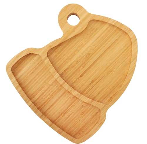 WILLKOMMEN Christmas Serving Tray, Bamboo Christmas Hat Shaped Serving Platter, Charcuterie Board Serving Dishes 10" x 9" for Party Cookie Fruit Tray Cheese Board Plate - color: Christmas Hat Shaped