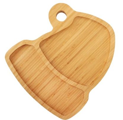 WILLKOMMEN Christmas Serving Tray, Bamboo Christmas Hat Shaped Serving Platter, Charcuterie Board Serving Dishes 10" x 9" for Party Cookie Fruit Tray Cheese Board Plate - color: Christmas Hat Shaped