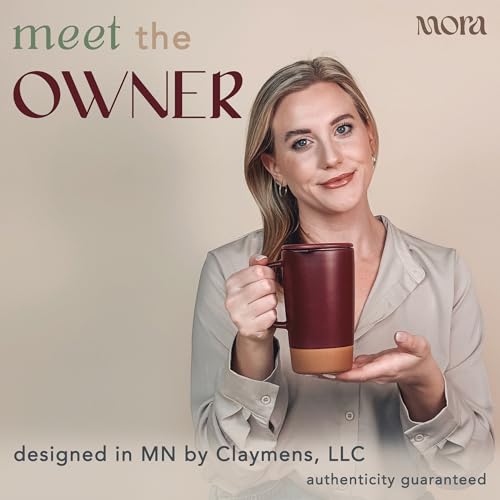 Mora Ceramics Large Tea Mug with Loose Leaf Infuser and Ceramic Lid, 18 oz, Portable, Microwave and Dishwasher Safe, Tall Coffee Cup - Rustic Matte Ceramic Glaze, Modern Herbal Tea Strainer, Merlot - color: Merlot