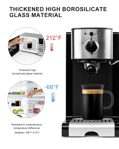 LUXU Glass Coffee Mugs, 13 oz Ice coffee cups,Clear Tea Cups Set of 4 | Heat Resistant and Explosion-Proof Glass Coffee Cups,Borosilicate Glass Mugs with Handles for Hot/Cold Beverages,Americano - style: 13 oz coffee cups