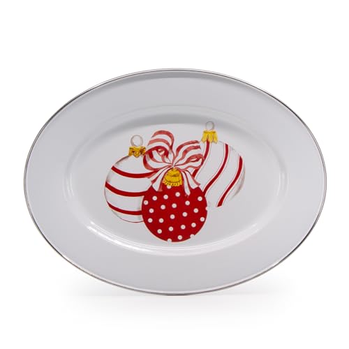 Golden Rabbit Enamelware Oval Platter, 12 x 16in, Ornament - color: Ornament
