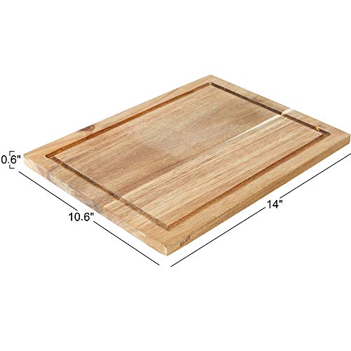 Glad Acacia Wood Cutting Board with Juice Grooves | Reversible Solid Butcher Block and Charcuterie Tray | Home Kitchen Supplies for Chopping and Serving(Brown) (Pack of 6) - size: 14"L x 10.6"W (Pack of 6)