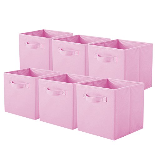 ShellKingdom Storage Bins, Foldable Fabric Storage Cubes And Cloth Storage | Storage Organizer For Closet And Toys, 10.5x10.5x11 INCH, 6 Pack (Pink) - color: Pink, size: 6
