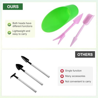 M METERXITY 2-Set Succulent Tools, Plastic 2-in-1 Mini Garden Shovel Hand Succulent Transplanting Tools Garden Shovel Transplant Trowel for Planting/Digging/Aerating/Sowing [Green,Purple] - color: Green,Purple