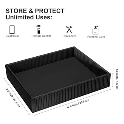 SITHON Valet Tray Desk Organizer PU Leather Catchall | Bedside Vanity Tray Nightstand Caddy Coin Box Key Jewelry Storage Organizer, Graduation, Stripe Black - color: Stripe Black