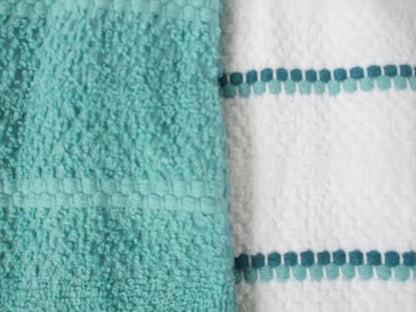 100% Cotton Kitchen Towel Set 2 Pack (Mint Blue and Stripe) - color: Mint Blue and Stripe