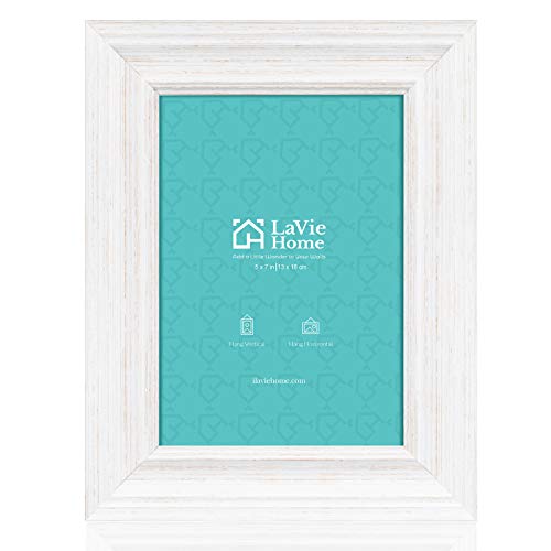 5x7 Picture Frames (3 Pack, Distressed White Wood Grain) Rustic Photo Frame Set with High Definition Glass for Wall Mount & Table Top Display - color: Distressed White, size: 5x7