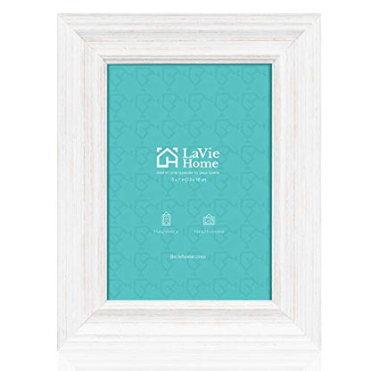 5x7 Picture Frames (3 Pack, Distressed White Wood Grain) Rustic Photo Frame Set with High Definition Glass for Wall Mount & Table Top Display - color: Distressed White, size: 5x7