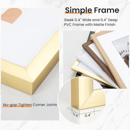 11x17 inch Picture Frame, 11x17 Photo Frames with 8x12 Removable Mat - High Definition Plexiglass - Vertical and Horizontal Display - Wall Hanging Frame - Gold, 3 Pack - color: Gold, size: 11x17, 3P