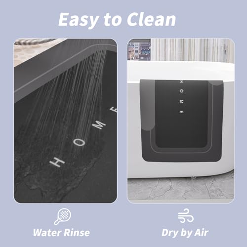 Housego Absorbent Bath Mat, Quick Dry Bath Rug, Non-Slip, 15.7x23.6 Inch, Black - color: Black, size: 1 Rectangular Piece (15.7" x 23.6")