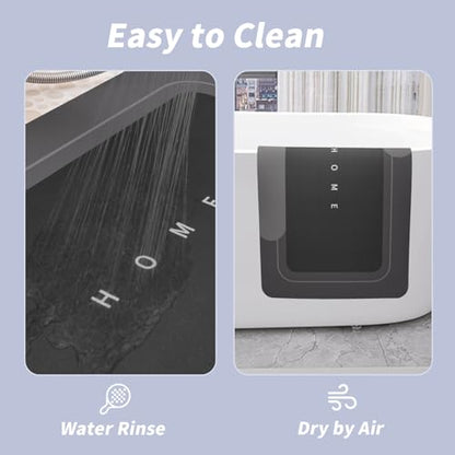 Housego Absorbent Bath Mat, Quick Dry Bath Rug, Non-Slip, 15.7x23.6 Inch, Black - color: Black, size: 1 Rectangular Piece (15.7" x 23.6")