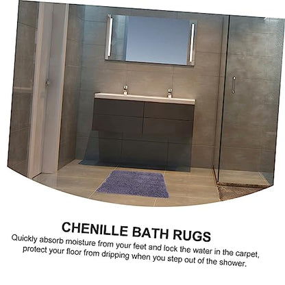 Garneck Chenille Extra Thick Non Slip Bath Rug Mat for Entryway Structure Machine Washable and Highly Absorbent Deep Grey - color: Dark Grey